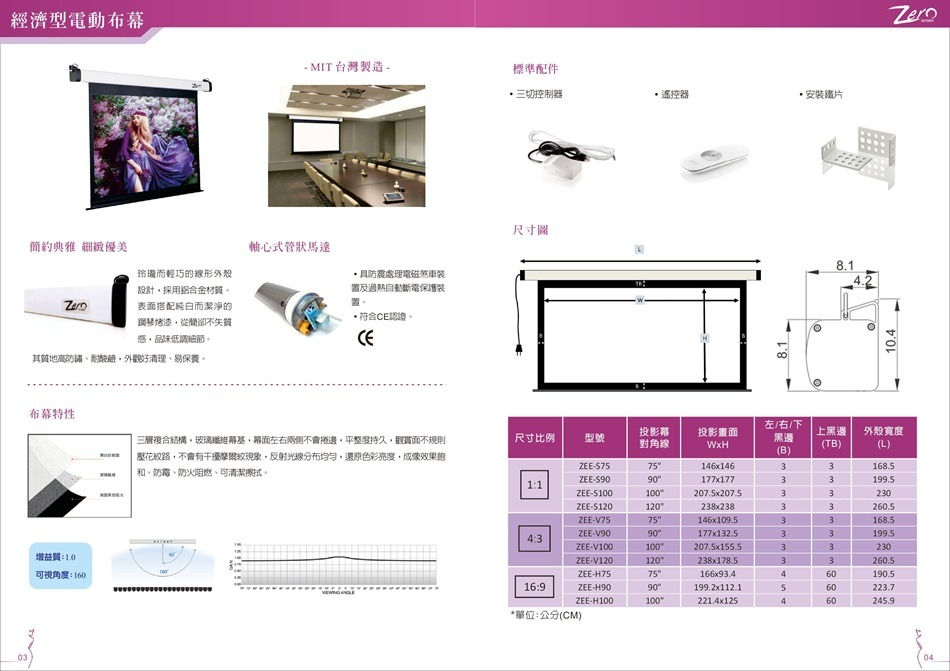 經濟型電動投影幕